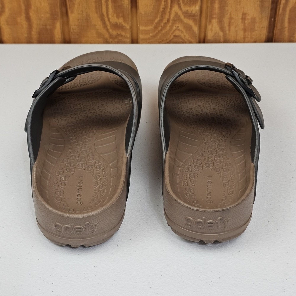 Gdefy Upbov Men's Size 9 Slide Recovery Sandals Brown Cushy Support Buckles - Picture 8 of 10